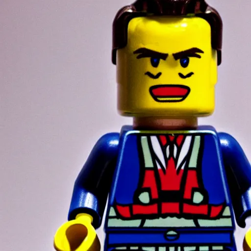 Prompt: lego minifig of elon musk looking angry