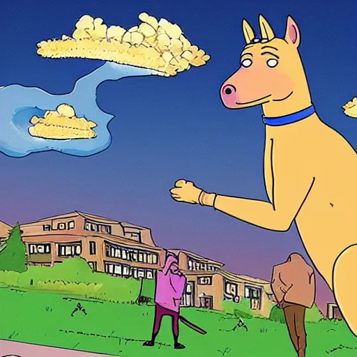 Prompt: Bojack Horseman struck by lightning