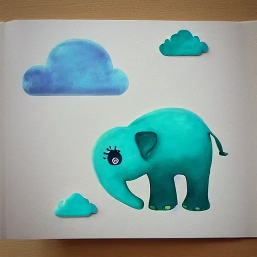 Prompt: “falling asleep with cute elephants made from clouds, illustration, detailed, smooth, pink white and green”