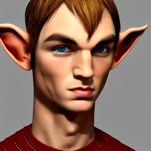 Prompt: A male elf, forwards facing, centered, realistic, beautiful, high resolution