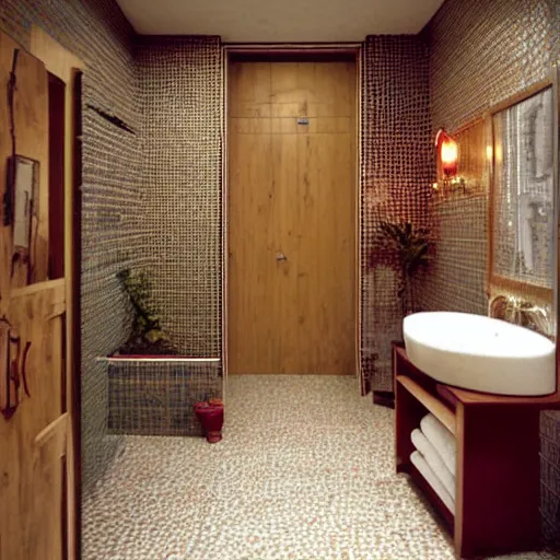 Prompt: a bathroom from 9 0 s