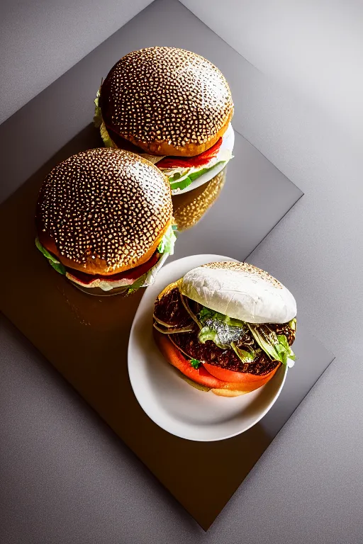 diamond burger with crystals on the silk pillow, Stable Diffusion