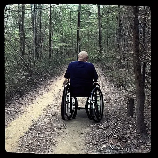 Image similar to “A Disabled man in a wheelchair caught on Trail cam, midnight”