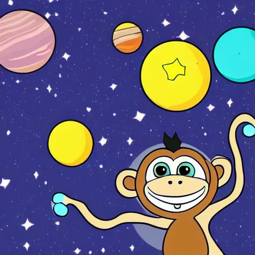 Image similar to A cartoon of a monkey in space