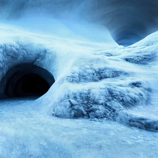 Prompt: frozen cold ice cave in iceland, octane render, unreal engine 5, photoreal 🧊❄️🥶, cold atmosphere, deep image, sharp focus, 8k, 4k