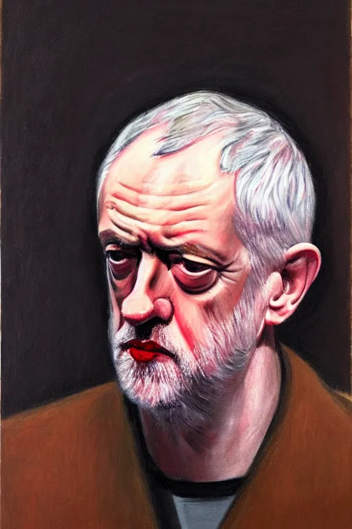 Image similar to jeremy corbyn, portrait, painting, francis bacon