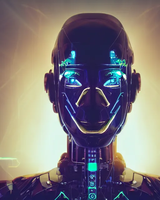 Prompt: photo of soulful female as a cyberpunk mecha humanoid robotic head and face parts with straight fluorescent lamps over face, ultra - realistic and detailed, long exposure, soft focus hdr 8 k