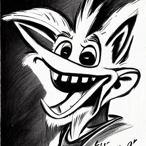 Image similar to milt kahl sketch of crash bandicoot