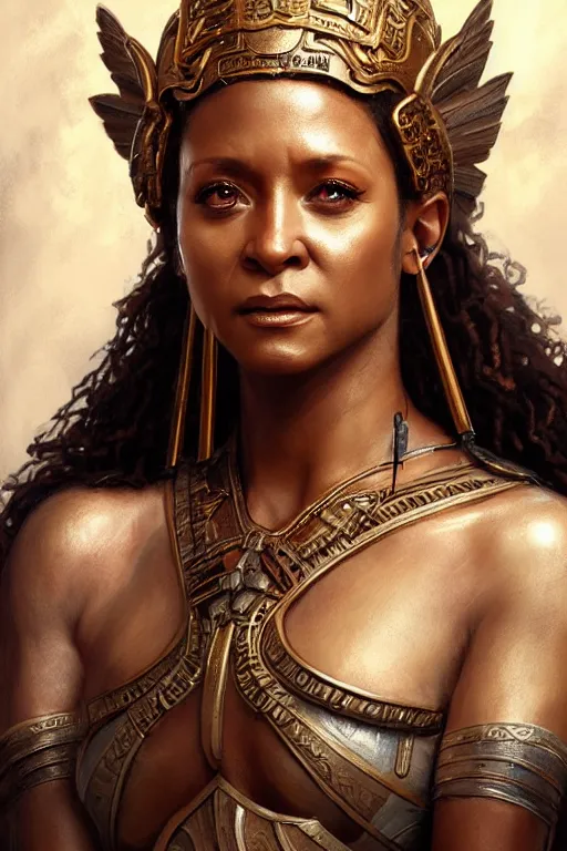 Image similar to mel b as greek goddess athena, hyper realistic face, beautiful eyes, fantasy art, in the style of greg rutkowski, intricate, hyper detailed, smooth