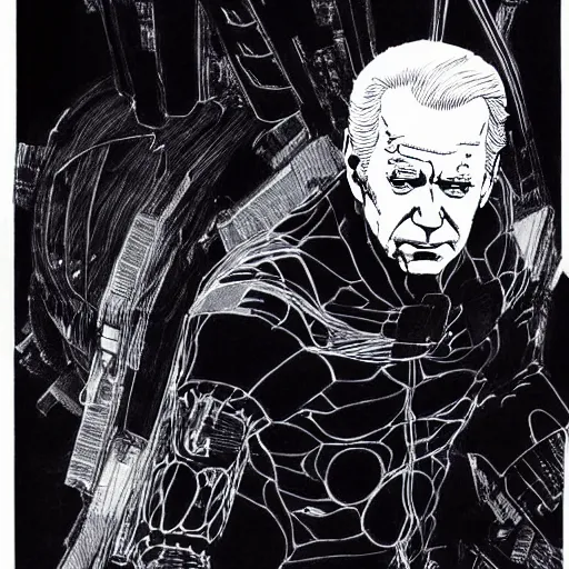 Image similar to Joe Biden looking sinister, by Tsutomu Nihei, highly detailed