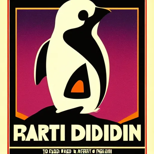 Prompt: “Art Deco retro movie poster advertising arch Linux including an arch and a penguin and the word ARCH”