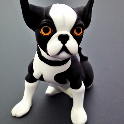 Prompt: iggy of stardust chasers, jojo's bizarre adventure, black and white boston terrier with blue eyes