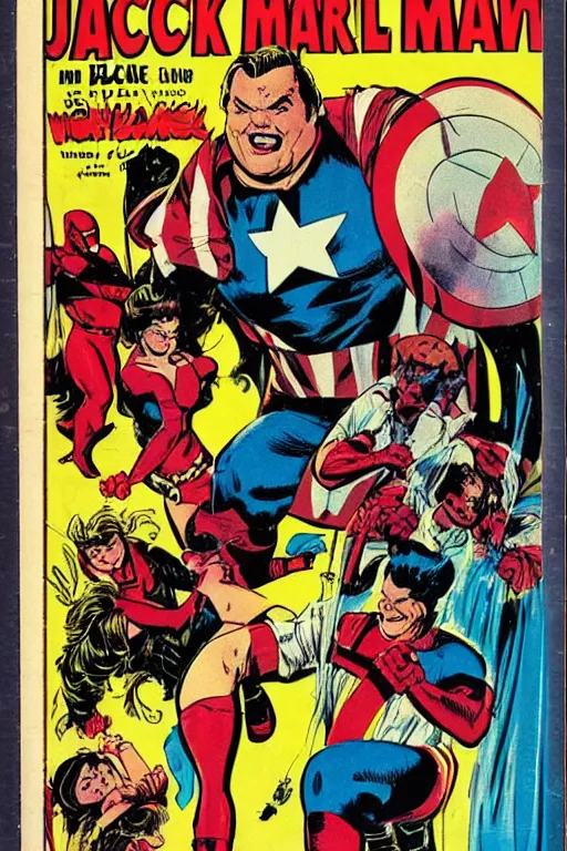 Prompt: jack black on the cover of a marvel comicbook from the 5 0 s