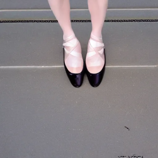 Image similar to louis vuitton prima ballerina, symmetrical face, toe shoes