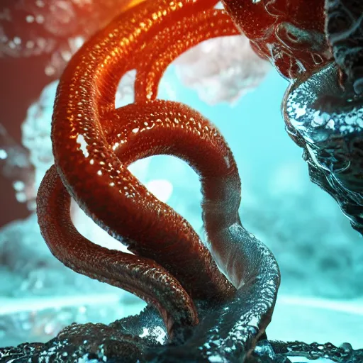 Image similar to tentacles coming out of a crystal geode, octane render, unreal engine, highly detailed, ultra detailed, ultra realistic, trending on artstation