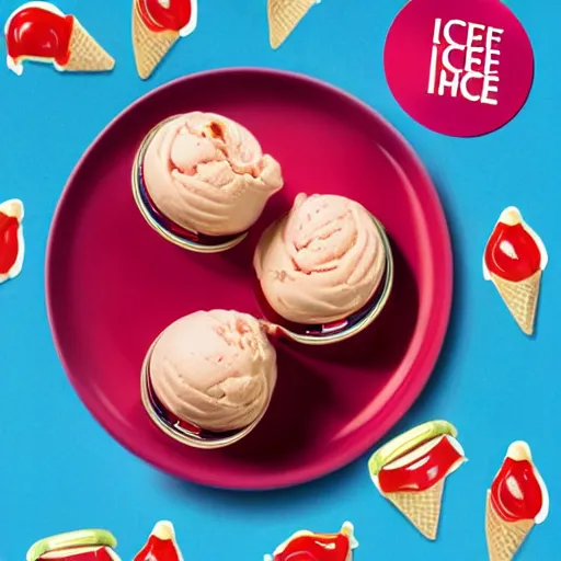 Image similar to product advertisement for ketchup ice cream