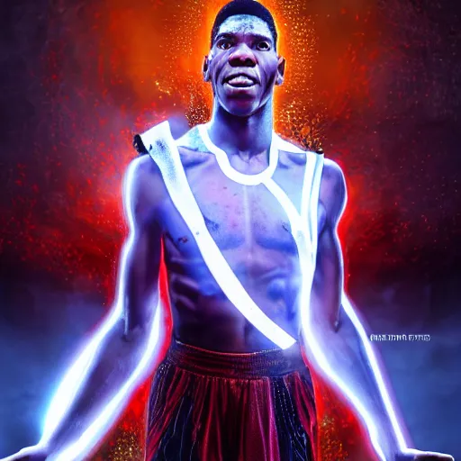 Image similar to giannis antetokounmpo as hestia the greek god, aesthetic octane render, 8 k hyperrealistic, futuristic