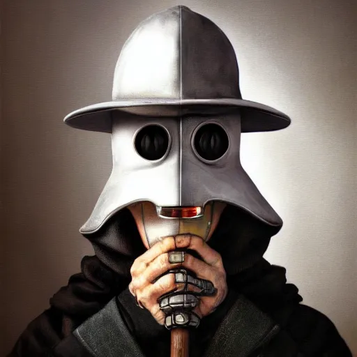 Prompt: A plague doctor portrait by Norman Rockwell masterpiece, octane trending on cgsociety, Extremely detailed, 8k, profile picture