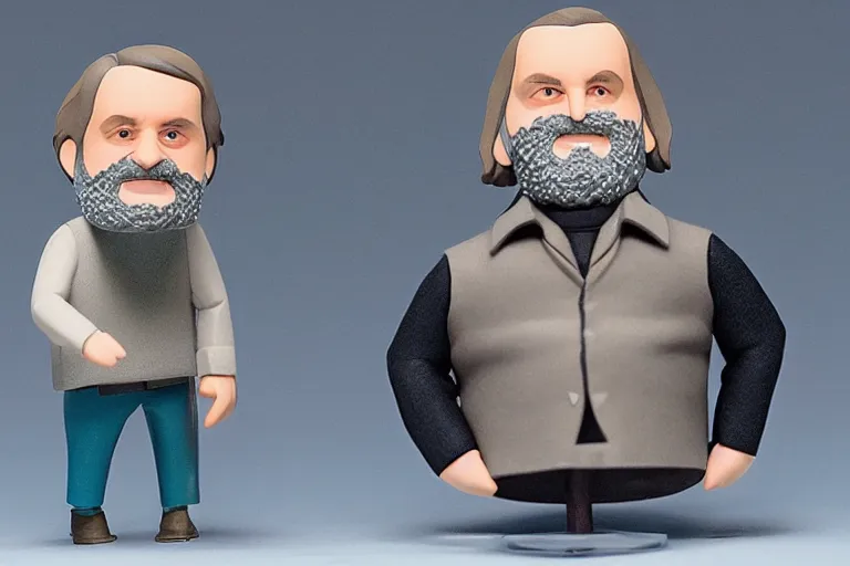 Prompt: Nendroid figure of Slavoj Žižek, studio photo