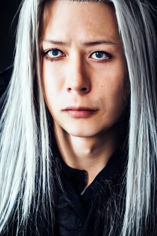 Image similar to A full portrait photo of sephiroth, f/22, 35mm, 2700K, perfect faces.