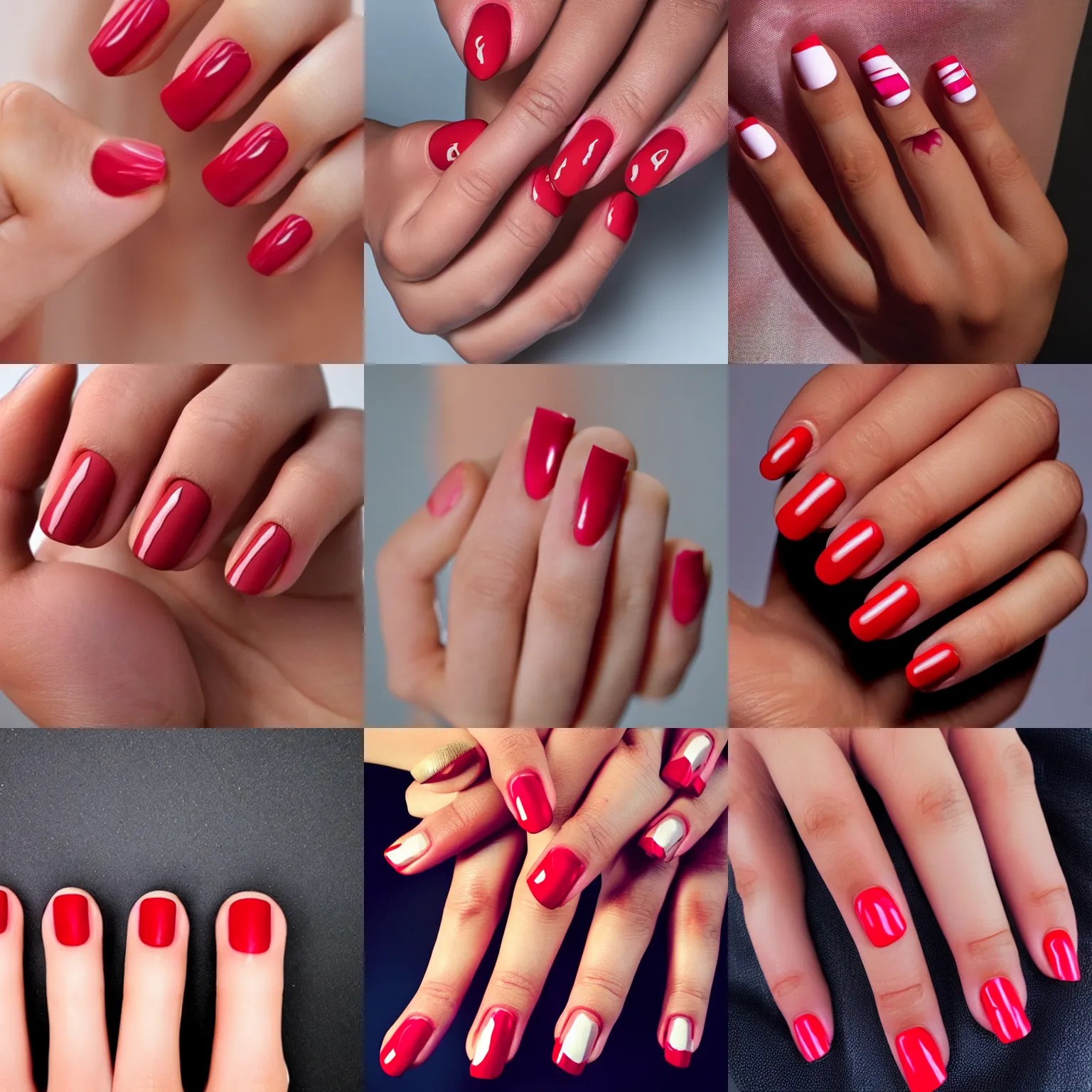 Closeup shot of a female's hand with beautiful nail polish caressing a red  silk fabric Stock Photo by wirestock