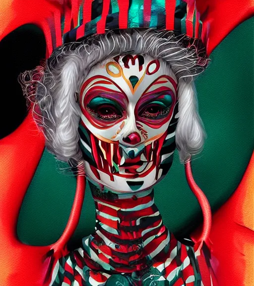 Prompt: beautiful female character inspired by venice carnival and pop art freddy krueger | | digital artwork made by greg rutswork, anna dittmann and lois van barlee, symmetrical, anatomically correct