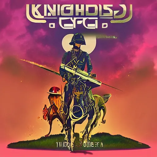 Image similar to epic album cover, knights of cydonia, tending on artstation, award - winning art