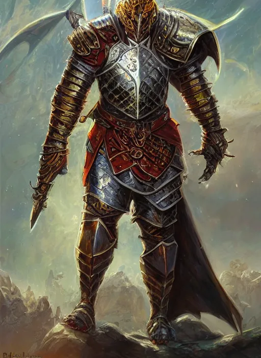 Image similar to intricate knight ultra detailed fantasy, dndbeyond, bright, colourful, realistic, dnd character portrait, full body, pathfinder, pinterest, art by ralph horsley, dnd, rpg, lotr game design fanart by concept art, behance hd, artstation, deviantart, hdr render in unreal engine 5