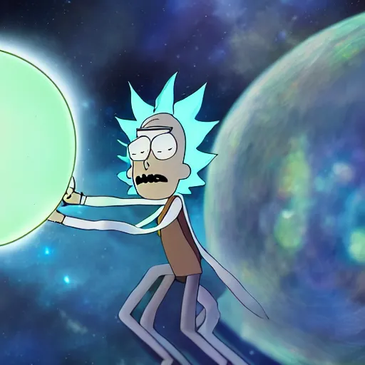 Prompt: rick sanchez fighting a glorb of chonkalisks, rick and morty, 4 k