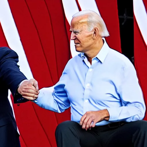 Image similar to trump and biden holding hands