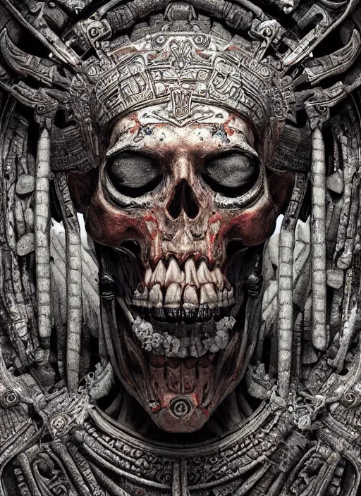 Image similar to digital _ painting _ of _ cizkin god of death mayan _ by _ filipe _ pagliuso _ and _ justin _ gerard _ symmetric _ fantasy _ highly _ detailed _ realistic _ intricate _ port