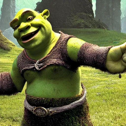 Image similar to shrek in lord of the rings