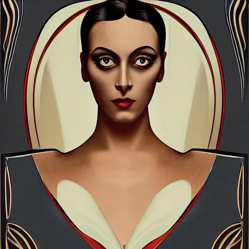 Prompt: an art nouveau, ( streamline moderne ), multi - racial portrait in the style of vitaly bulgarov. very large, clear, expressive, and intelligent eyes. centered, ultrasharp focus, dramatic lighting, photorealistic digital matte painting, intricate symmetrical ultra detailed background.