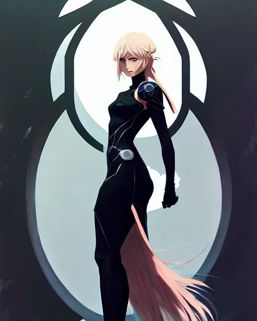 Image similar to a ultradetailed beautiful panting of artoria pendragon in a black dress, by conrad roset, greg rutkowski and makoto shinkai, trending on artstation