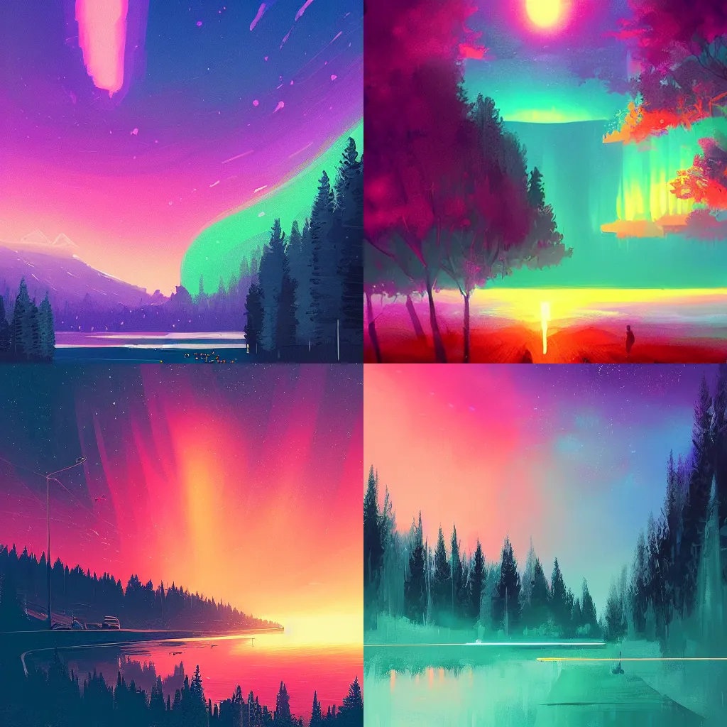 Image similar to aurora lights, Alena Aenami, Artstation