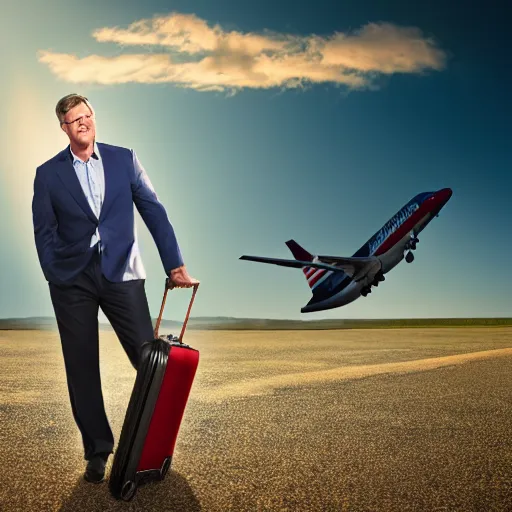 Image similar to ceo of american airlines doug parker throwing suitcases, 4 k, hyper realistic, dslr, high resolution, landscape, beautiful