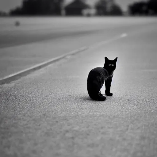 Prompt: an award winning photograph of a cat on a runway