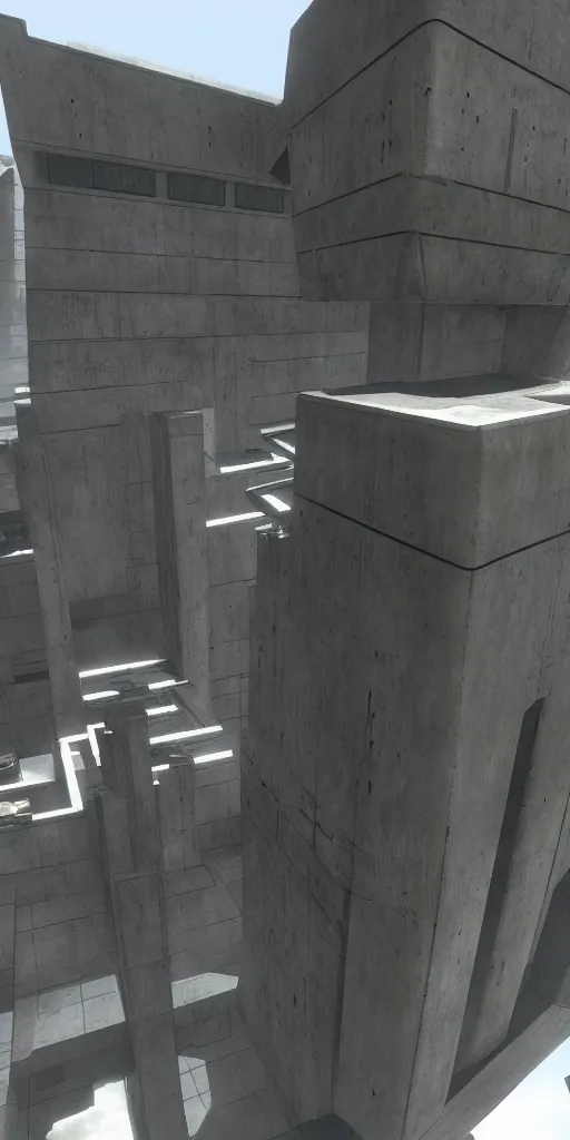Prompt: a brutalist temple building from the halo universe