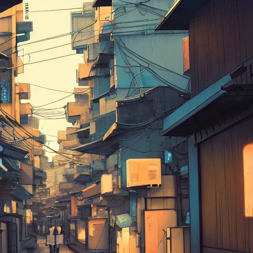 Image similar to a close up to a tokyo alley by makoto shinkai, beeple and james jean, aya takano color style, 4 k, super detailed, modern, 4 k, symmetrical