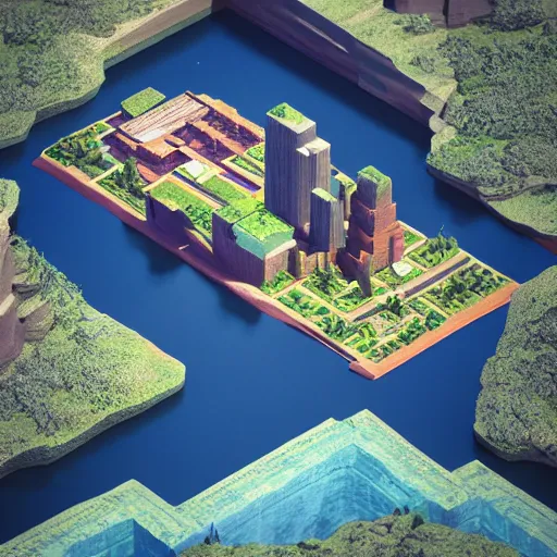 Prompt: manhattan on a floating island with a waterfall in the sky, low poly art, isometric art, 3d render, ray tracing, high detail, artstation, concept art, behance, smooth, sharp focus, ethereal lighting