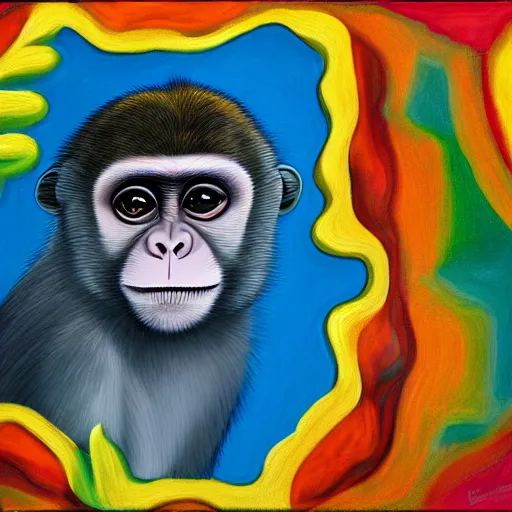 Image similar to a surrealist monkey