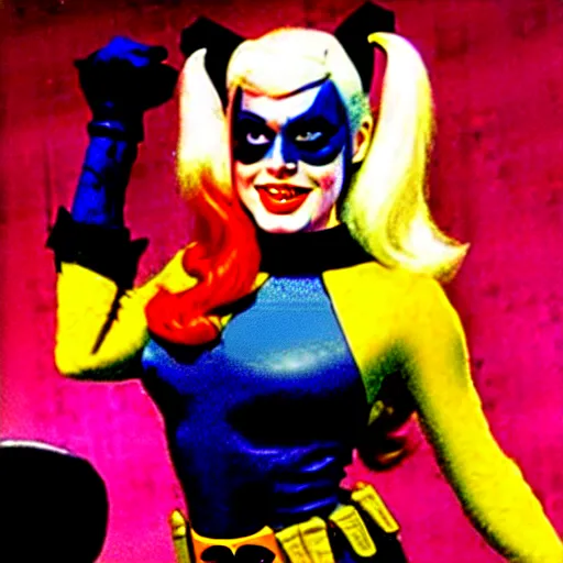 Prompt: harley quinn in the 1 9 6 6 batman tv show