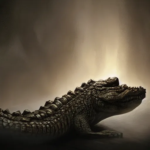 Image similar to a ( mummy ) crocodile, fantasy art, cinematic lighting