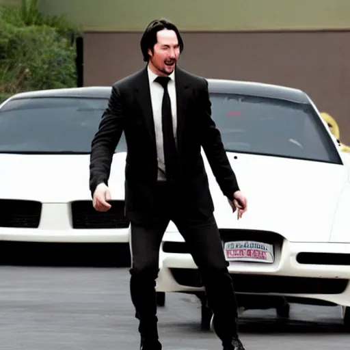 Image similar to Keanu reeves fights elon musk boxing