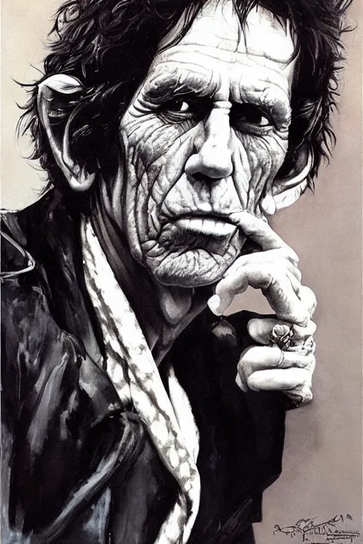 Prompt: “portrait of Keith Richards, by Robert McGinnis”
