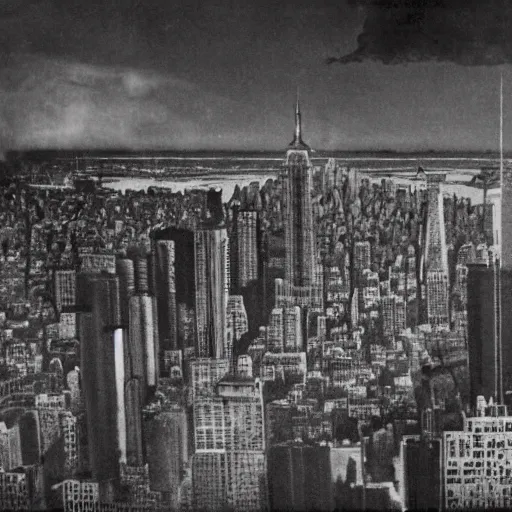 Image similar to view of New York from a portal to the Hell