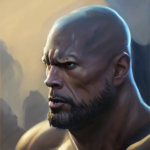 Prompt: greg manchess portrait painting of fierce partially armored foundation aka dwayne the rock johnson from fortnite as overwatch character, medium shot, asymmetrical, profile picture, organic painting, sunny day, matte painting, bold shapes, hard edges, street art, trending on artstation, by huang guangjian, gil elvgren, ruan jia, greg rutkowski, gaston bussiere