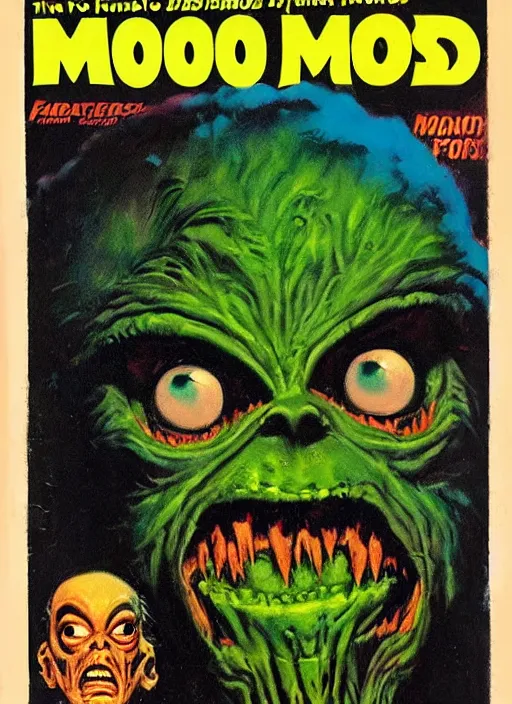 Prompt: portrait of a robo - monster. cover of famous monsters of filmland, 1 9 7 4, painted by basil gogos.