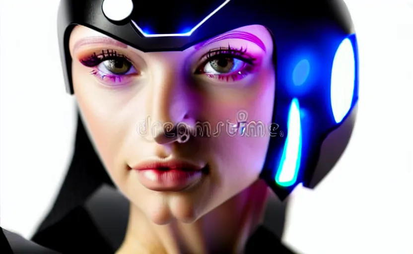 Prompt: medium shot flash photography, photograph of incredibly beautiful and alluring futuristic female cyborg looking into camera. sharp focus, technology, stock photo H 1216