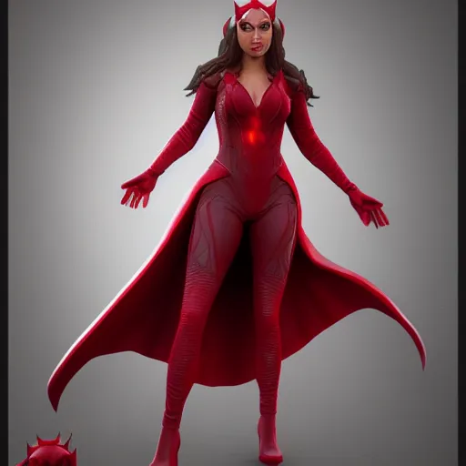 Prompt: a hyperdetailed render of scarlet witch, a 3 d render by senior character artist, featured on zbrush central, fantasy art, artstation hd, rendered in unreal engine, artstation hq